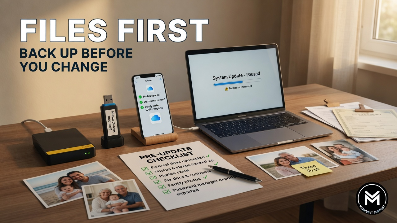 Backup drive and checklist before changing a computer system