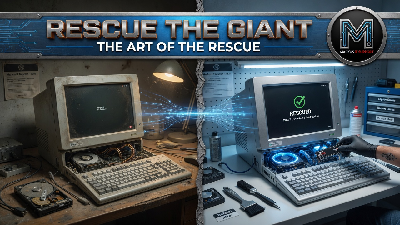 Neglected computer rescued and restored with modern storage
