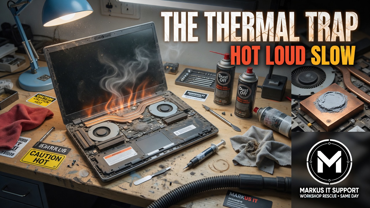 Laptop cooling service for heat and fan noise